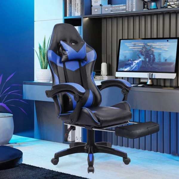Gaming Chair Office Computer Height-Adjustable With Lumbar Cushion Office
