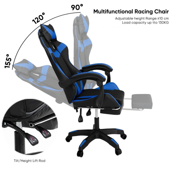 Gaming Chair Office Computer Height-Adjustable With Lumbar Cushion Office