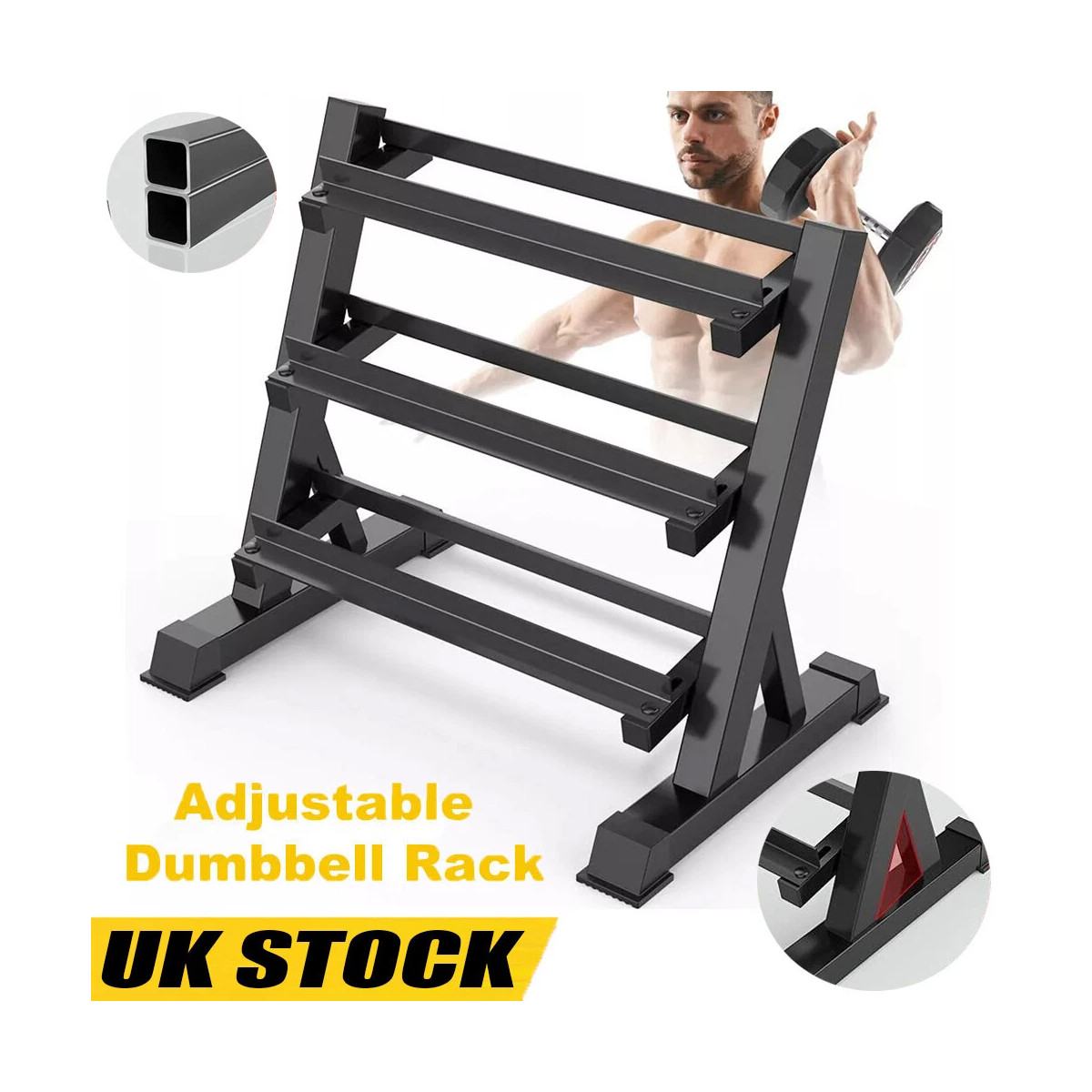 Heavy Duty Dumbbell Rack Storage Stand Hex Weight 3 Tier Wide Home Gym Fitness