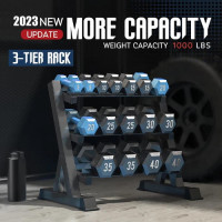 Heavy Duty Dumbbell Rack Storage Stand Hex Weight 3 Tier Wide Home Gym Fitness