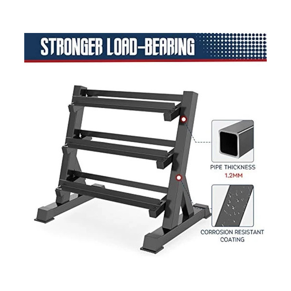 Heavy Duty Dumbbell Rack Storage Stand Hex Weight 3 Tier Wide Home Gym Fitness