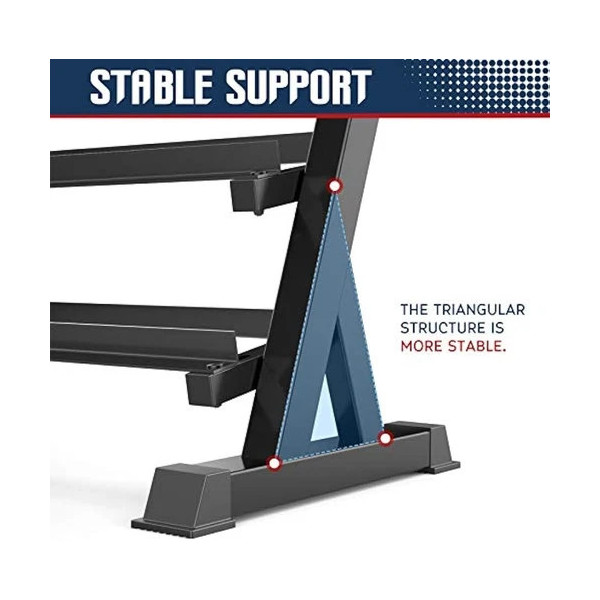 Heavy Duty Dumbbell Rack Storage Stand Hex Weight 3 Tier Wide Home Gym Fitness