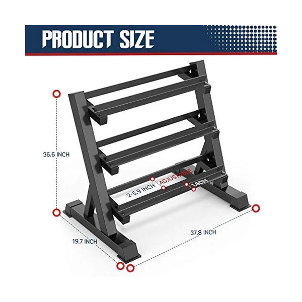 Heavy Duty Dumbbell Rack Storage Stand Hex Weight 3 Tier Wide Home Gym Fitness
