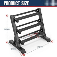 Heavy Duty Dumbbell Rack Storage Stand Hex Weight 3 Tier Wide Home Gym Fitness