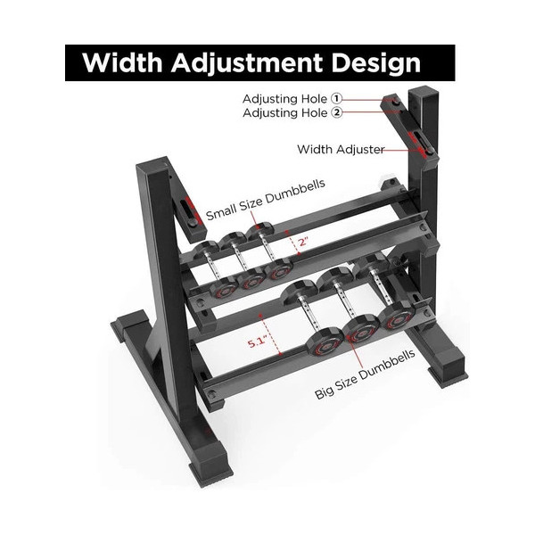 Heavy Duty Dumbbell Rack Storage Stand Hex Weight 3 Tier Wide Home Gym Fitness