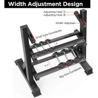 Heavy Duty Dumbbell Rack Storage Stand Hex Weight 3 Tier Wide Home Gym Fitness