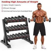 Heavy Duty Dumbbell Rack Storage Stand Hex Weight 3 Tier Wide Home Gym Fitness