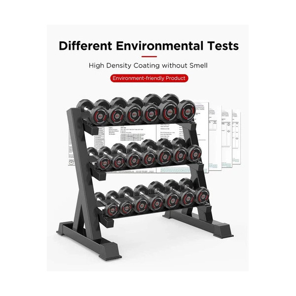 Heavy Duty Dumbbell Rack Storage Stand Hex Weight 3 Tier Wide Home Gym Fitness
