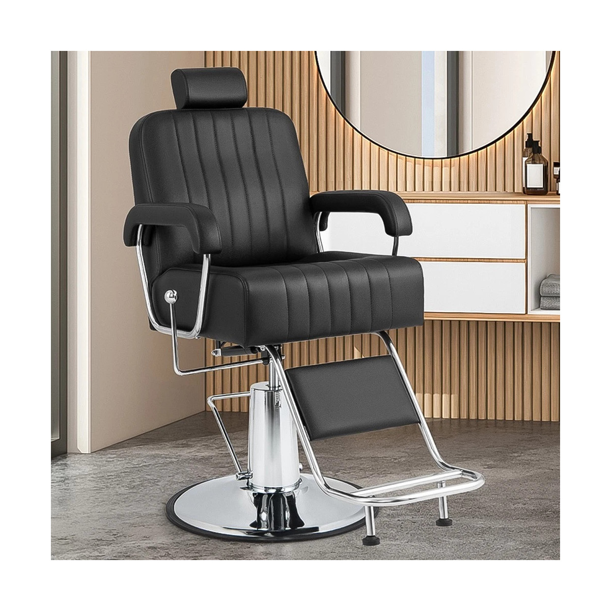 Costway Black Hydraulic Barber Chair with Adjustable Headrest 1307