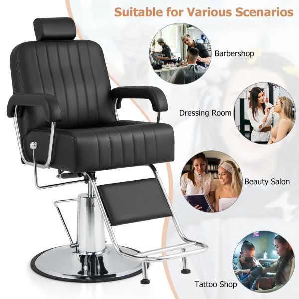 Costway Black Hydraulic Barber Chair with Adjustable Headrest 1307