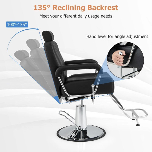 Costway Black Hydraulic Barber Chair with Adjustable Headrest 1307