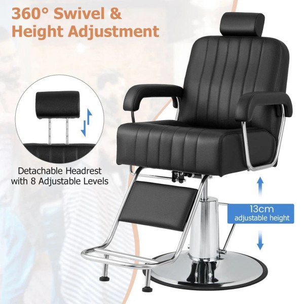 Costway Black Hydraulic Barber Chair with Adjustable Headrest 1307