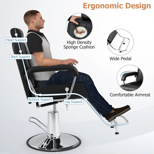 Costway Black Hydraulic Barber Chair with Adjustable Headrest 1307