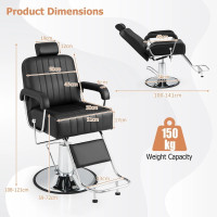 Costway Black Hydraulic Barber Chair with Adjustable Headrest 1307