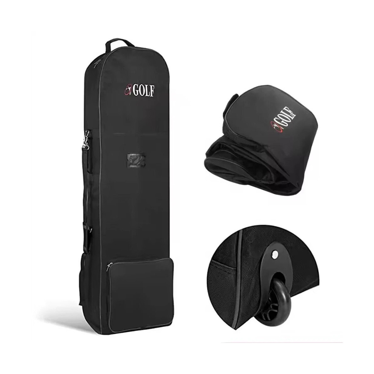 Heavy Duty Padded Golf Travel Bags Storage Cover Case with Wheels Holiday Black