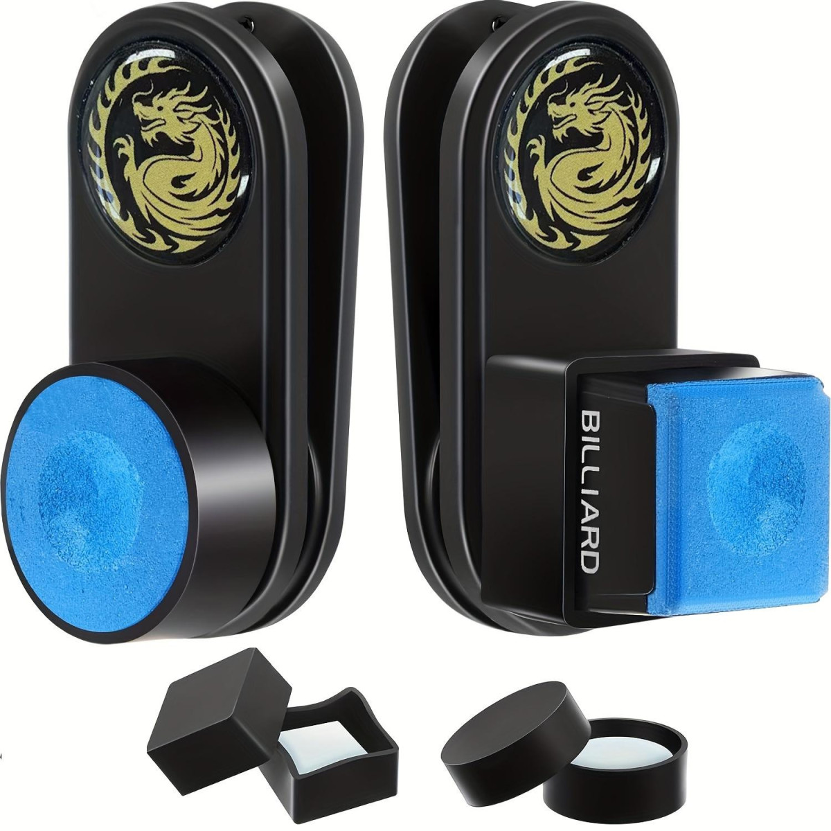 Portable Billiard Cue Chalk Box with Belt Clip & Cover - Compact Chalk Pouch Suitable for Snooker and Pool, Fits Square/Round