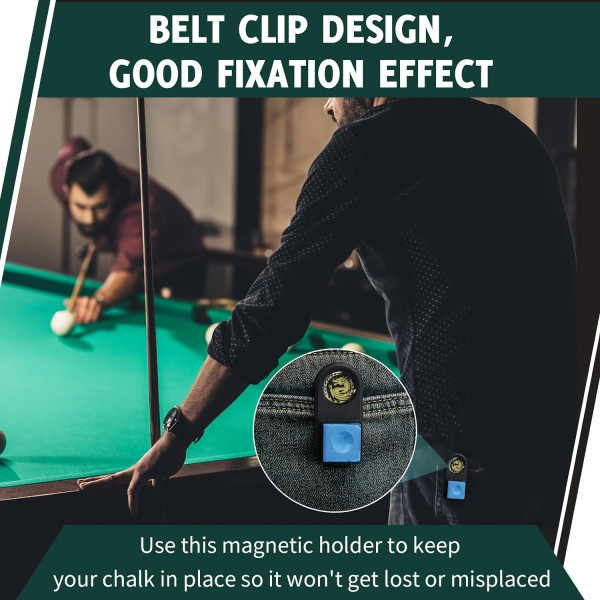 Portable Billiard Cue Chalk Box with Belt Clip & Cover - Compact Chalk Pouch Suitable for Snooker and Pool, Fits Square/Round