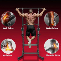 Freestanding Pull Up Bar Dip Station Adjustable Power Tower Home Gym Rack