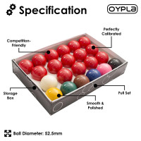 NEW! Full Size Regulation 22 Snooker Billiard Ball Set 2 1/16"