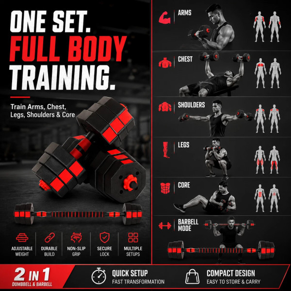 Dumbbells 40KG Adjustable Octagonal Strength Set