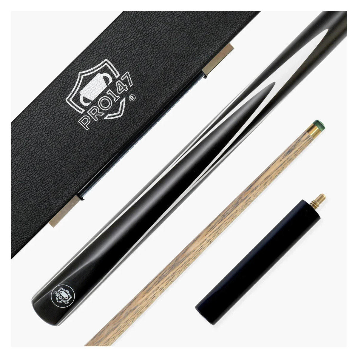 3/4 Piece 57 Inch Ash Shaft Snooker Cue Set with Case and Mini Butt + 9.5mm Tip