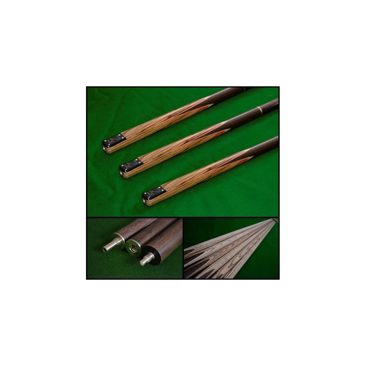 57" Handmade Multi-Spliced Rare Andiroba and Brazilian Cherry Snooker Cue