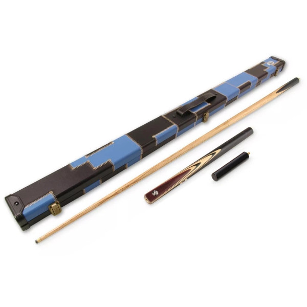Redwood 3/4 Jointed Ebonised Butt Snooker Pool Cue Set + Black and Blue Case