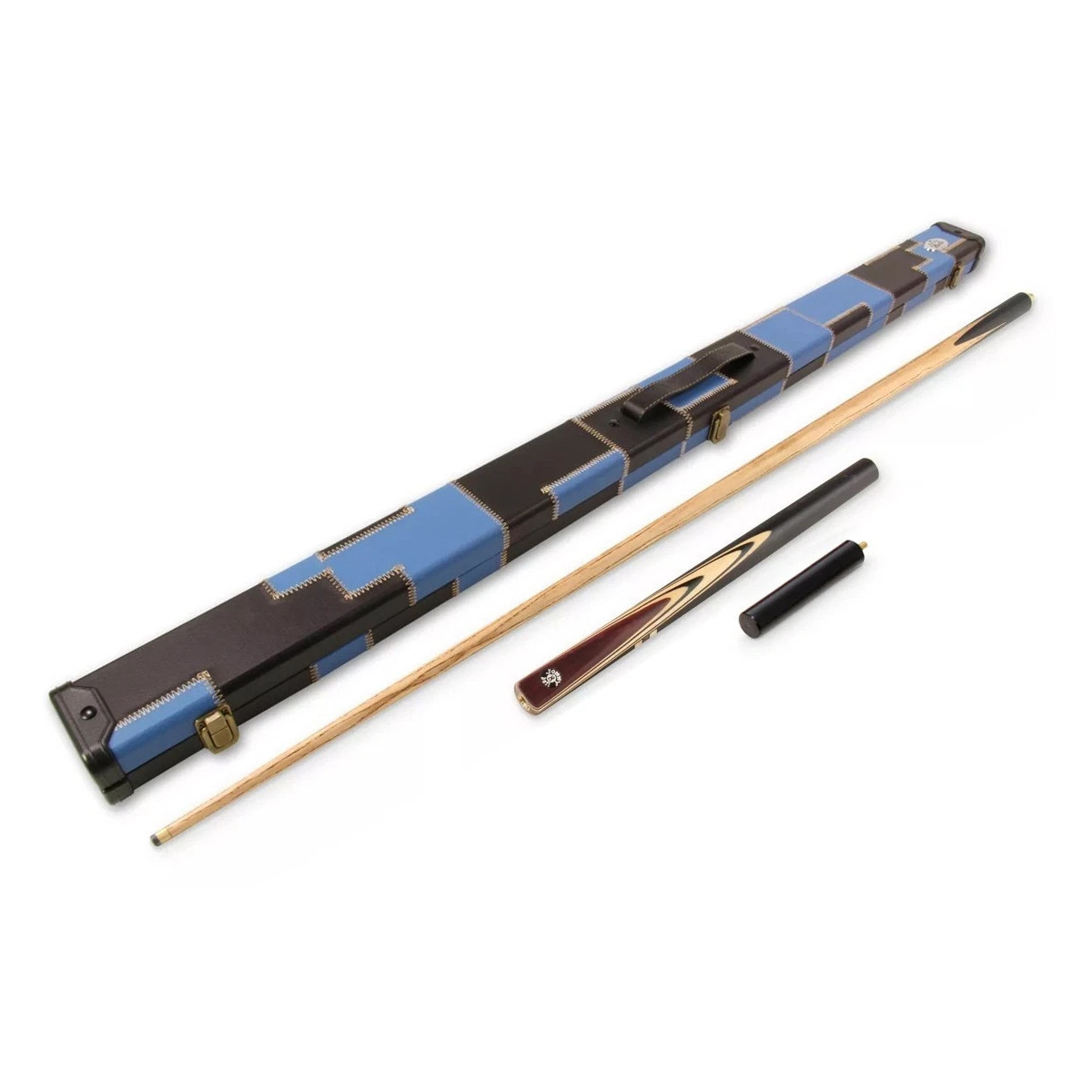 Redwood 3/4 Jointed Ebonised Butt Snooker Pool Cue Set + Black and Blue Case