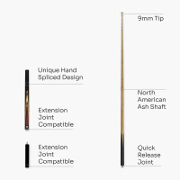 Redwood 3/4 Jointed Ebonised Butt Snooker Pool Cue Set + Black and Blue Case