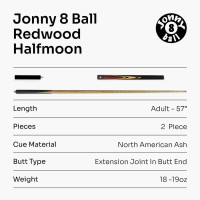 Redwood 3/4 Jointed Ebonised Butt Snooker Pool Cue Set + Black and Blue Case
