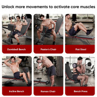 Weight Bench Adjustable Foldable Strength Training Full Body Workout Incline Gym