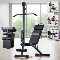 9 In 1 Foldable Adjustable Weight Bench Fitness Home Equipment with Barbell Rack