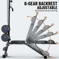 9 In 1 Foldable Adjustable Weight Bench Fitness Home Equipment with Barbell Rack