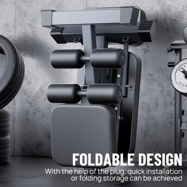9 In 1 Foldable Adjustable Weight Bench Fitness Home Equipment with Barbell Rack