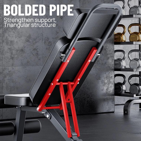 9 In 1 Foldable Adjustable Weight Bench Fitness Home Equipment with Barbell Rack