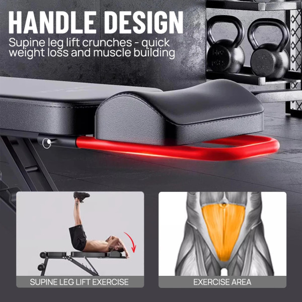 9 In 1 Foldable Adjustable Weight Bench Fitness Home Equipment with Barbell Rack