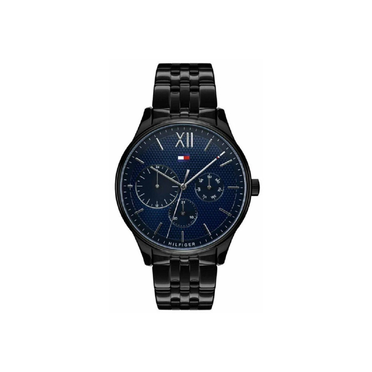 TOMMY HILFIGER MENS WATCH 1791454 BLACK/BLUE DIAL -WARRANTY - RRP 239.00