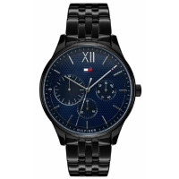 TOMMY HILFIGER MENS WATCH 1791454 BLACK/BLUE DIAL -WARRANTY - RRP 239.00